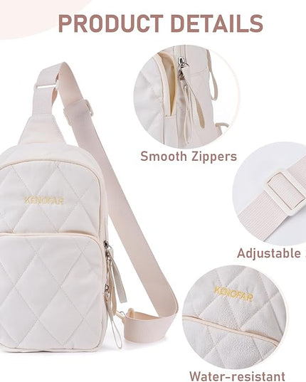 Womenquilted Puffer Crossbody Bag, Fanny Packs for Travel Hiking Lightweight Sling Backpack,Both Daily Commuting and Travel