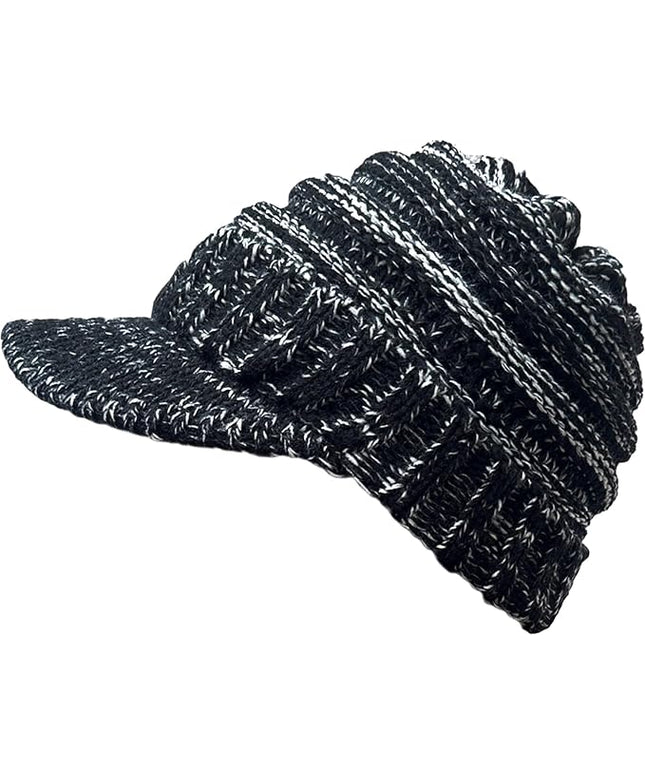 XYIYI Beanie Tail Winter Warm Knit Messy High Bun Ponytail Hats Visor Beanie Cap