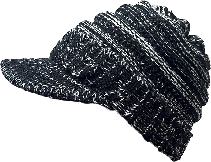 XYIYI Beanie Tail Winter Warm Knit Messy High Bun Ponytail Hats Visor Beanie Cap