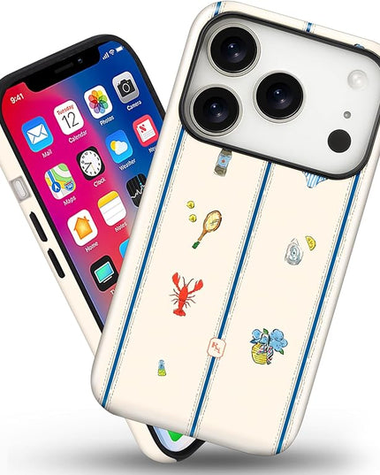 Magnetic for iPhone 17 Pro Case Cute Frog Stripes Phone Case, Summer Shockproof Slim TPU and Hard PC Protective Phone Cover Compatible with MagSafe Designed for Women Girls