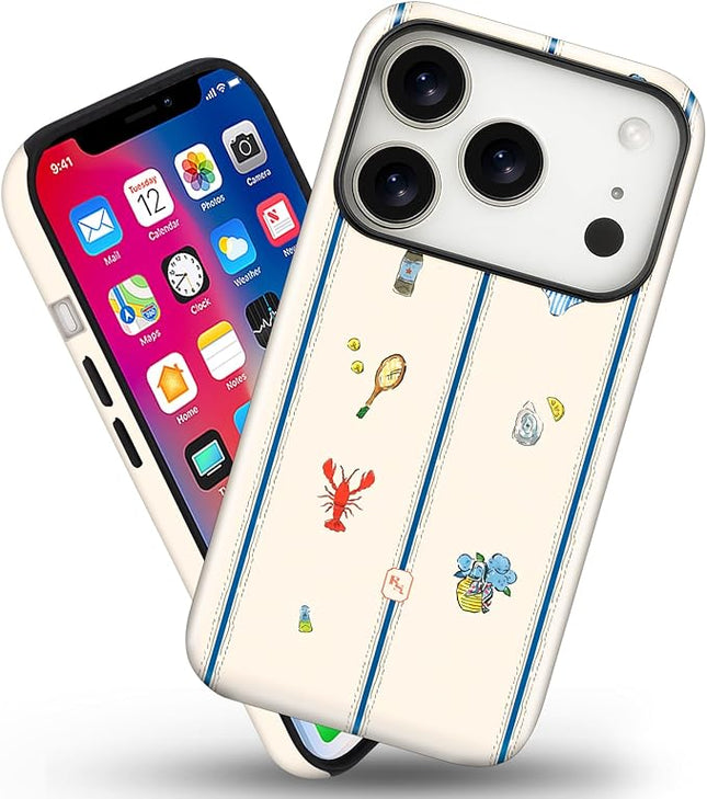 Magnetic for iPhone 17 Pro Case Cute Frog Stripes Phone Case, Summer Shockproof Slim TPU and Hard PC Protective Phone Cover Compatible with MagSafe Designed for Women Girls
