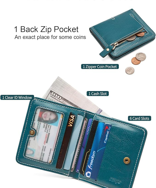 TFKGS Slim Wallet for Women RFID Wallet Women Small Wallets Woman Thin Credit Card Holder RFID Blocking Bifold Compact Pocket Ladies Leather Peacock Blue Mini Purse