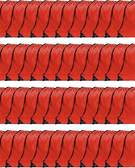 GoodtoU Nylon Drawstring Bags - Bulk 48Pcs Red Cinch Sack Gym Backpack for Sport, Traveling, Team