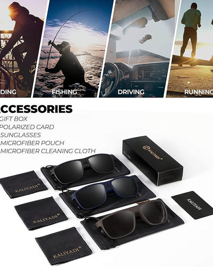 KALIYADI Polarized Sunglasses for Men, Lightweight Sun Glasses with UV Protection for Driving Fishing Golf