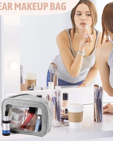 5 Pack Clear Toiletry Bag,TSA Approved Travel Makeup Pouch with Zipper for Cosmetics and Toiletries，Diaper Bag Organizer Pouch Set,Purse Organizer for Christmas Women Gift