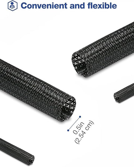 JOTO 1 Pack Cable Management Sleeve, 10 Feet Cord Organizer System with Zipper for TV Computer Office Home Entertainment, Flexible Cable Sleeve Wrap Cover Wire Hider System -Black