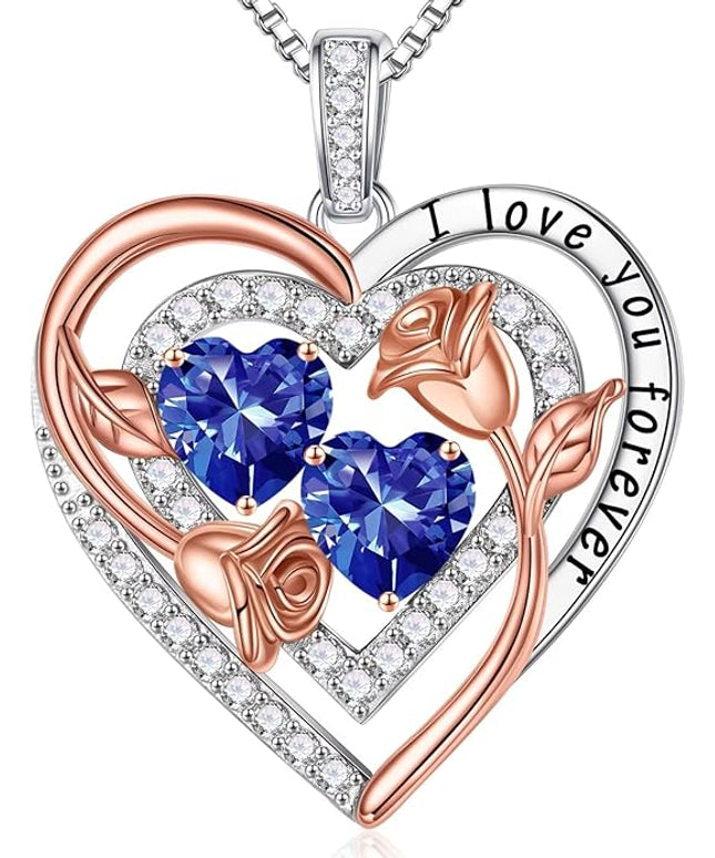 Iefil Christmas Gifts for Women - Sterling Silver Birthstone Necklace Anniversary Birthday Gifts for Her Wife Mom Daughter