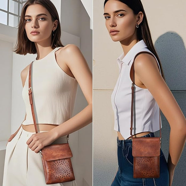 APHISON Small Crossbody Bags for Women Trendy, Leather Phone Wallet Purses Handbags Card Slots with Adjustable Strap