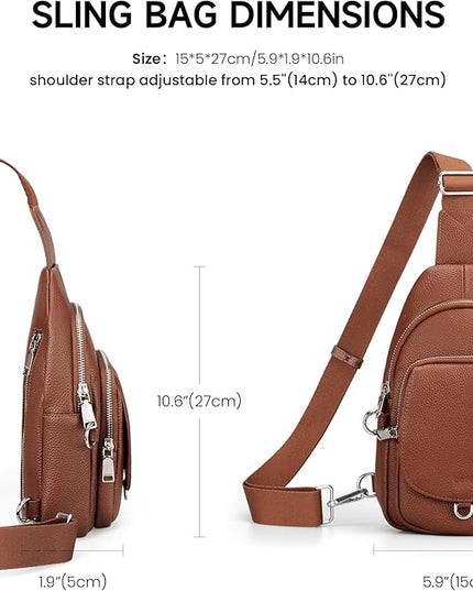 befen Anti Theft Genuine Leather Sling Bag for Women RFID Small Crossbody Bag Chest Bag Leather Fanny Packs for Travel