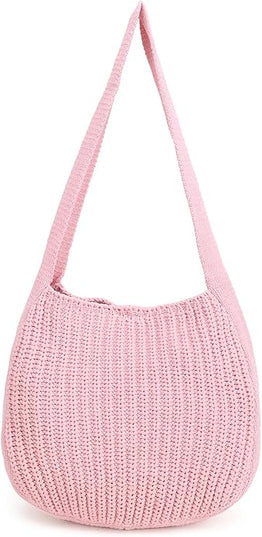 ENBEI Women's Crochet Tote Bag Knit Shoulder bag,Aesthetic Bag,Cute Eco-Friendly Tote for Travel,Daily Use,Gift Box Packaging