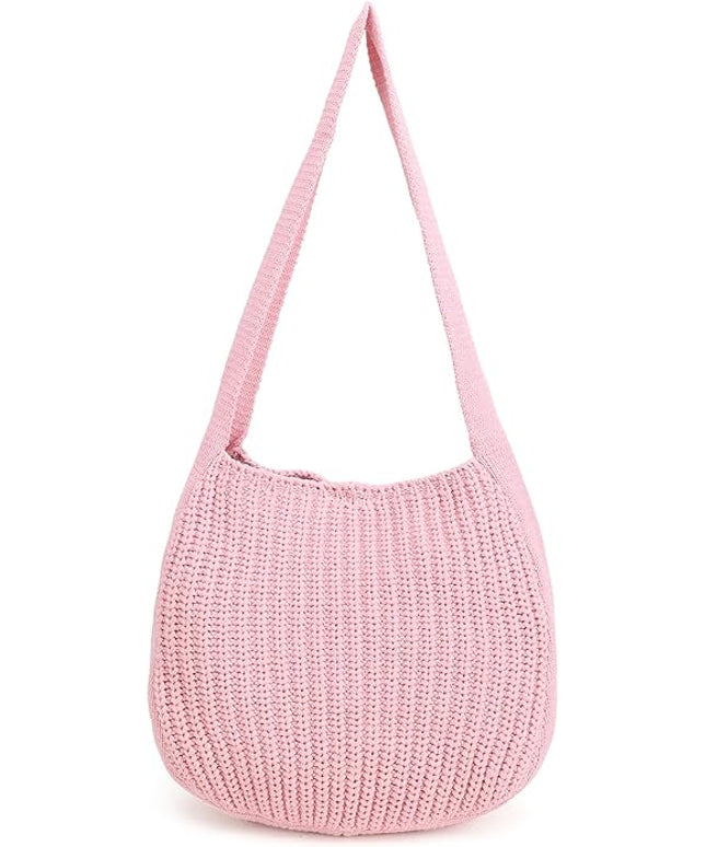 ENBEI Women's Crochet Tote Bag Knit Shoulder bag,Aesthetic Bag,Cute Eco-Friendly Tote for Travel,Daily Use,Gift Box Packaging