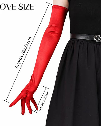 THARAHT Women Long Gloves with Satin Elbow Length for 1920s Opera Tea Party Costumes Bridal Evening Dress