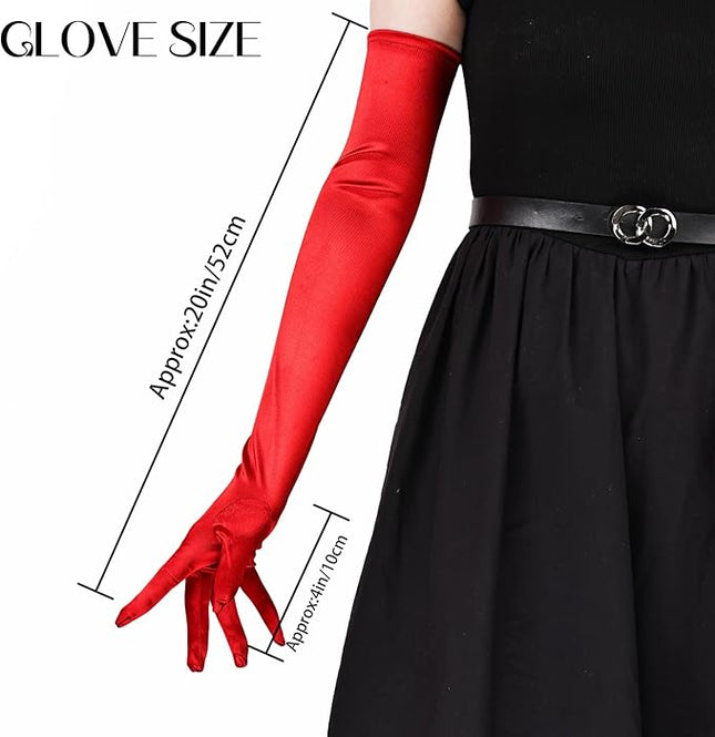 THARAHT Women Long Gloves with Satin Elbow Length for 1920s Opera Tea Party Costumes Bridal Evening Dress