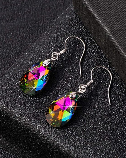 Teardrop Austrian Crystal Drop Dangle Earrings for Women 925 Sterling Silver Hook Hypoallergenic Jewelry