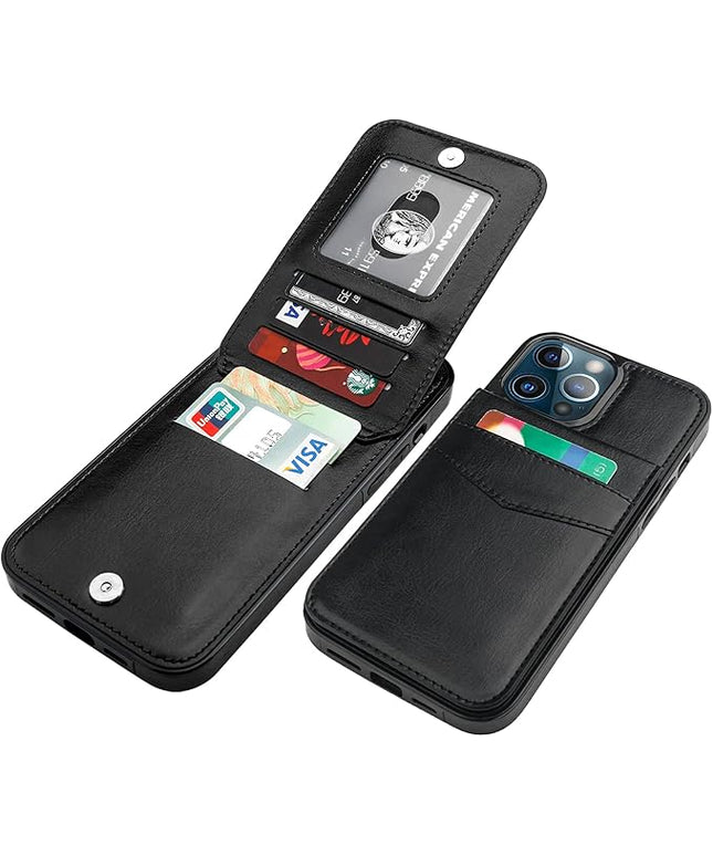 KIHUWEY Compatible with iPhone 13 Pro Max Case Wallet with Credit Card Holder, Premium Leather Magnetic Clasp Kickstand Heavy Duty Protective Cover for iPhone 13 Pro Max 6.7 Inch(Black)