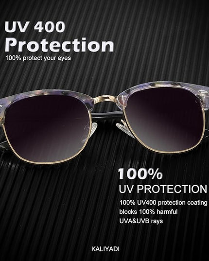 KALIYADI Polarized Sunglasses for Men and Women Semi-Rimless Frame Driving Sun glasses UV Blocking