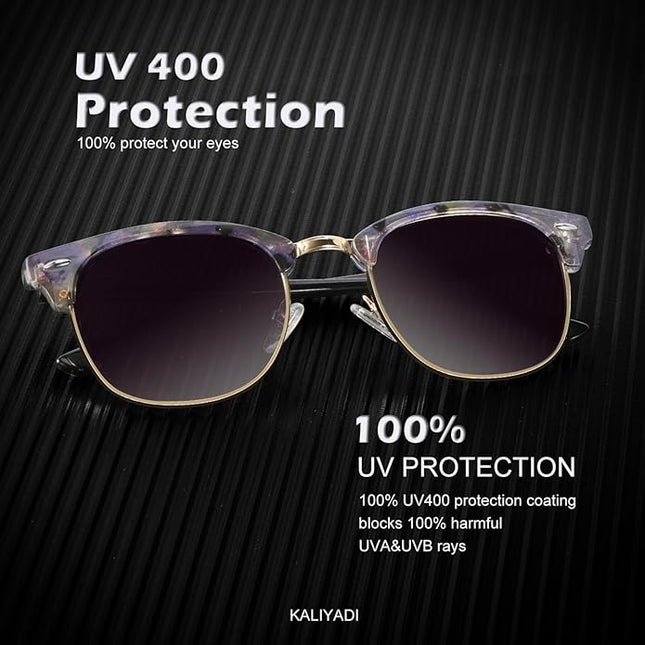 KALIYADI Polarized Sunglasses for Men and Women Semi-Rimless Frame Driving Sun glasses UV Blocking