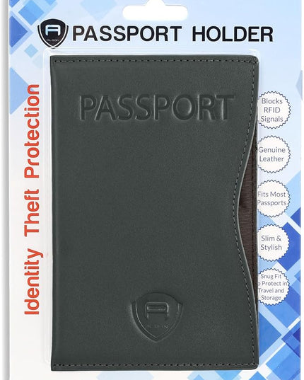 Alban RFID Passport Holder Women Men RFID Blocking Travel Passport Wallet Case Genuine Leather Passport Cover porta pasaporte
