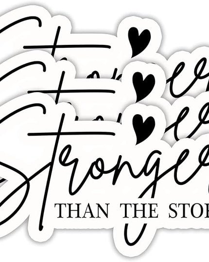 (3PCS) Stronger Than The Storm Sticker, Inspirational Stickers - Motivational Vinyl Decal for Laptop, Tumbler, Water Bottle, Scrapbook Size 3" x 1.8 "