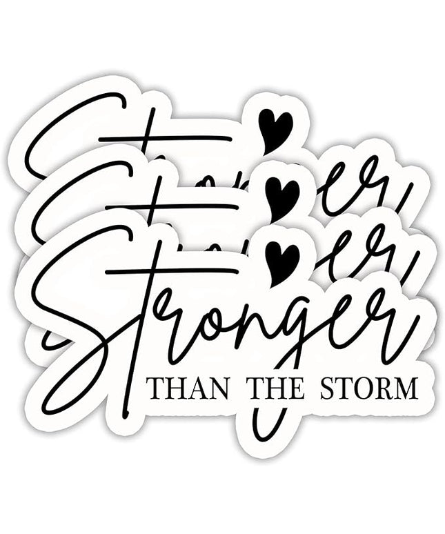 (3PCS) Stronger Than The Storm Sticker, Inspirational Stickers - Motivational Vinyl Decal for Laptop, Tumbler, Water Bottle, Scrapbook Size 3" x 1.8 "