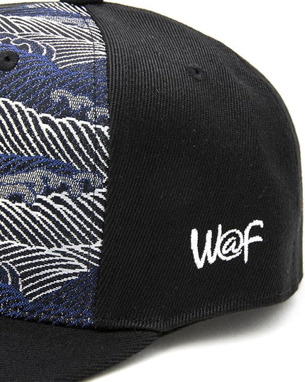 W@nderFabric Traditional Japanese Kimono Baseball Cap, Embroidered Pattern, Adjustable Snapback Flat Brim, 6-Panel Cap