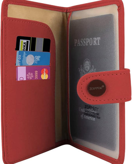 ZOPPEN Passport Holder Women, Passport Cover Travel Wallet Rfid Blocking Passport Wallet Cover Case Travel Essentials Document Organizer, Scarlet Red