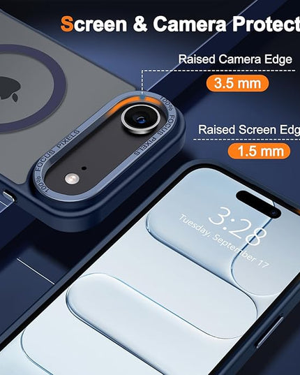 Hython Case for iPhone Air Case Magnetic Translucent Matte Phone Cases 6.5" [Compatible with MagSafe] Thin Slim Fit Shockproof Bumper Hard Protective Cover for Women Men Girls, Deep Blue