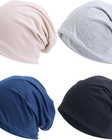 Tergy 4/10/12 Pieces Unisex Beanie Hats for Men Women Slouchy Beanie Hip-Hop Caps Lighweight Soft Skull Caps for Chemo Sleep