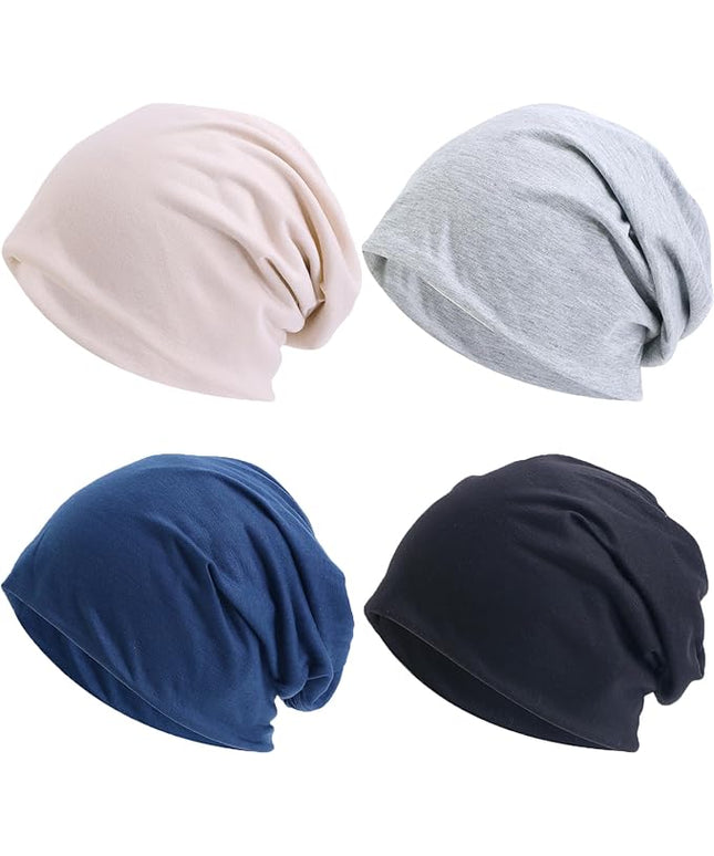 Tergy 4/10/12 Pieces Unisex Beanie Hats for Men Women Slouchy Beanie Hip-Hop Caps Lighweight Soft Skull Caps for Chemo Sleep