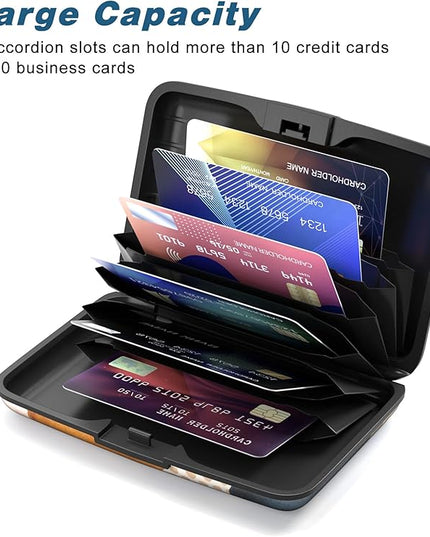 Atufsuat Credit Card Holder, Mini Aluminum Card Wallet RFID Blocking Slim Metal Hard Card Case for Women Men, Abstract Marble