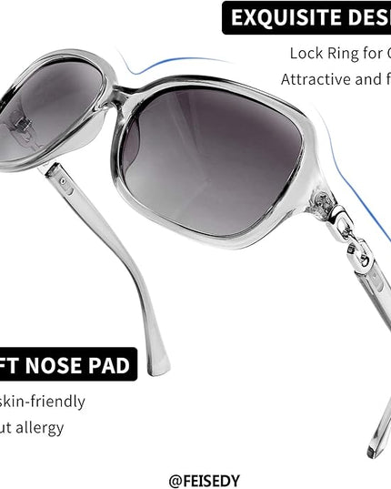 FEISEDY Vintage Square Polarized Sunglasses for Women UV400 Travel Driving Fashion Arcuate Sunglasses B2526
