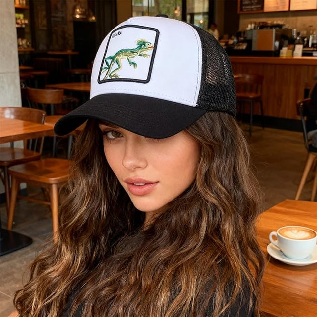 Classic Unisex Various Animal Series Embroidery Farm Adjustable Mesh Snapback Trucker Hat