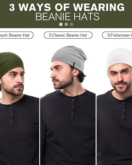 Slouchy Beanie for Women Men Soft Cotton Chemo Hats Double-Layer Warm Beanie Cap for Daily Wear & Transitional Seasons
