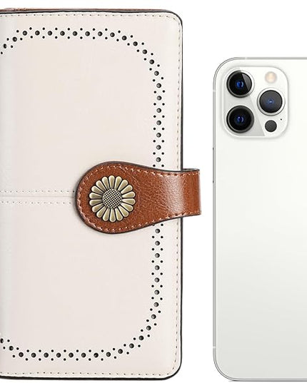 SENDEFN Wallets for Women Leather Credit Card Holder with RFID Blocking Large Capacity Wristlet | with RFID Blocking, Large Capacity, Wristlet, with RFID Blocking, Large Capacity, Wristlet