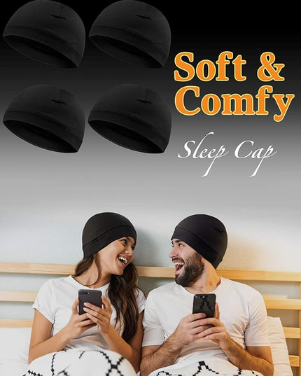 Syhood 4 Pcs Cotton Skull Caps for Men Women Breathable Beanie Thin Sleep Hat Night Running Cap Helmet Liner for Cycling Gym