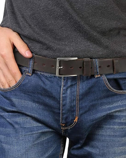 DOOPAI Men's Genuine Leather Casual Belt -Full Grain Leather Belt for Men- 1.5" Handmade Jeans Belt with Gift Box