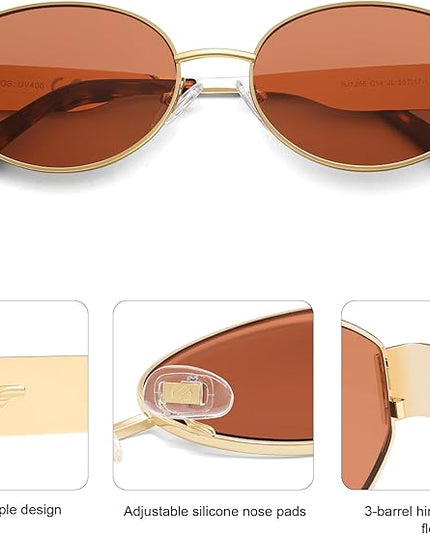 SOJOS Retro Oval Sunglasses for Women Trendy Classic Shades UV400 Protection SJ1256