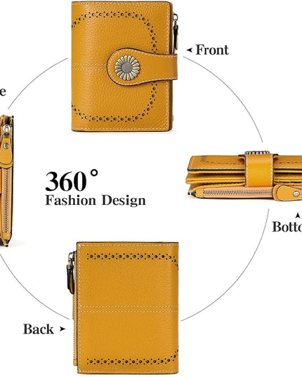 SENDEFN Small Womens Wallet Leather Bifold Card Holder RFID Blocking with Zipper Coin Pocket