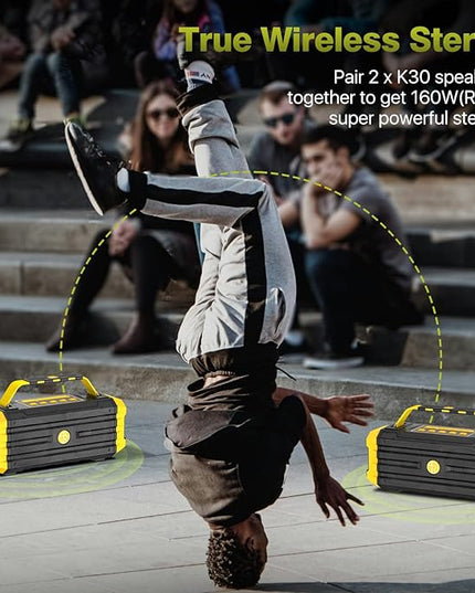 Portable Bluetooth Speaker 120W Peak 80W Wireless Speakers, TWS Pairing, Deep Bass, Hi-Fi Loud Speaker, IPX6 Waterproof, DSP Sound Boombox for Outdoor, Camping, Party, Beach
