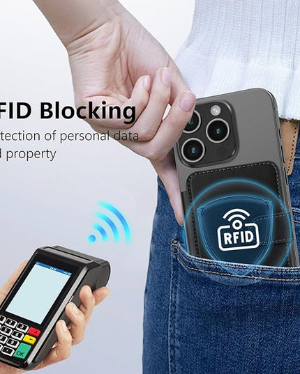TopMade for Magsafe Wallet, Strongest Magnetic Card Holder for iPhone 17/16/15/14/13/12 Series, Slim Magnetic Phone Wallet, 4 Cards Holder, Vegan Leather, RFID Blocking, Open ID Window, Black