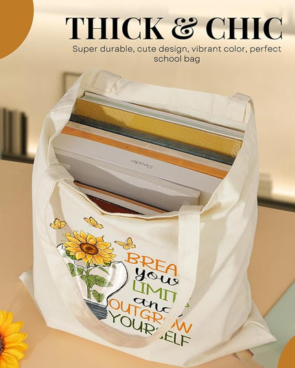 AUSVKAI Canvas Tote Bag Aesthetic for Women, Cute Cloth Cotton Bags for College Shopping Beach Grocery and Trendy Gifts