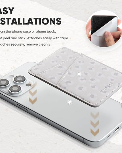 VULKIT Phone Card Holder Wallet Leather Adhesive Pocket RFID Blocking Credit Card Sleeves Stick Back of Phone Smartphones