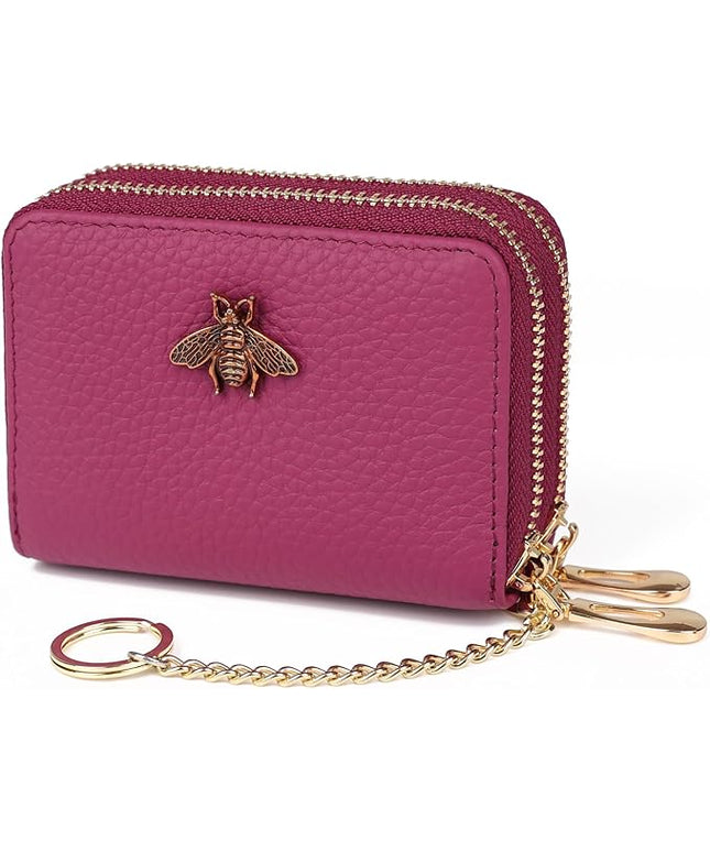 imeetu RFID Credit Card Holder, Small Leather Zipper Card Case Wallet for Women