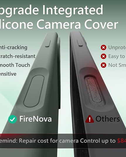 FireNova Magnetic for iPhone 17 Pro Case, Compatible with MagSafe, [Integrated Silicone Camera Control Button] [Camera Protection] Anti-Scratch Microfiber Lining Phone Case, 6.3", Calke Green