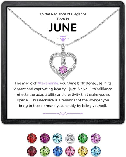 TRYNDI Birthstone Necklace for Women - Infinity 12 Months Birthstone Necklace, Christmas Gifts for Wife, Daughter, Girlfriend, Mom - Mother’s Day, Valentine’s, Anniversary, Birthday Gift for Her