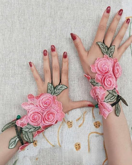 Specell Embroidered Flowers Lace Fingerless Gloves - for Bridal Wedding Cocktail Tea Party Evening Prom Costumes Cosplay