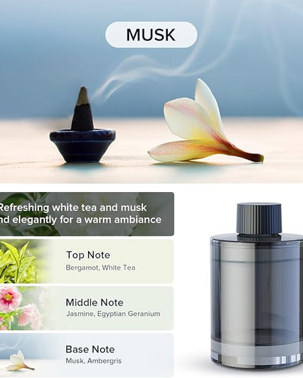 Ceeniu Car Air Freshener, CF3 Luxury Perfume Refill, 135ml Large Capacity for 6 months, Musk, Natural French Fragrance with Plant Extracts, Diffuser Air Freshener, Premium Car Scent