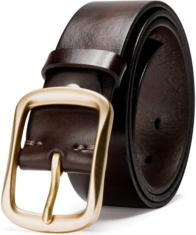 KEECOW Men's 100% Italian Cow Leather Belt Men With Anti-Scratch Buckle,Packed in a Box