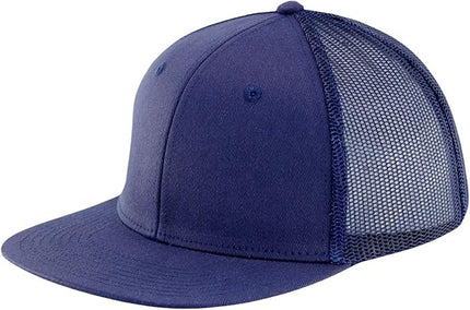 Flat Bill Snapback Mesh Hats | Fits OSFM & XXL Big Head | Blank Solid Color Adjustable Trucker Hat for Men