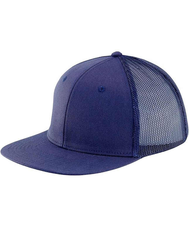 Flat Bill Snapback Mesh Hats | Fits OSFM & XXL Big Head | Blank Solid Color Adjustable Trucker Hat for Men